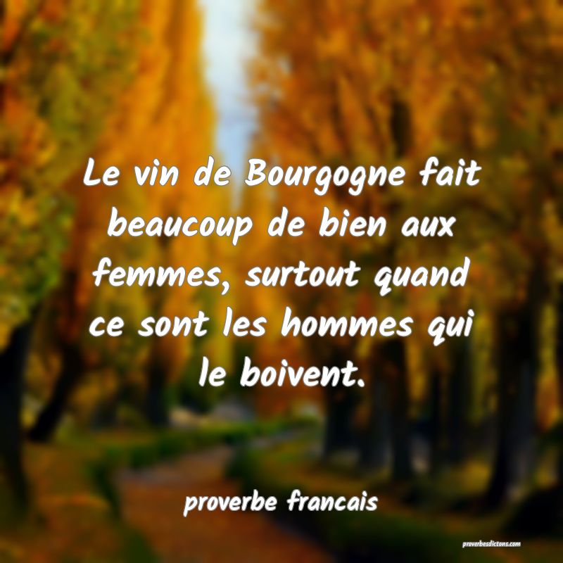  Le vin de Bourgogne fait beaucoup de bien aux femmes, surtout quand ce sont les hommes qui le boivent.