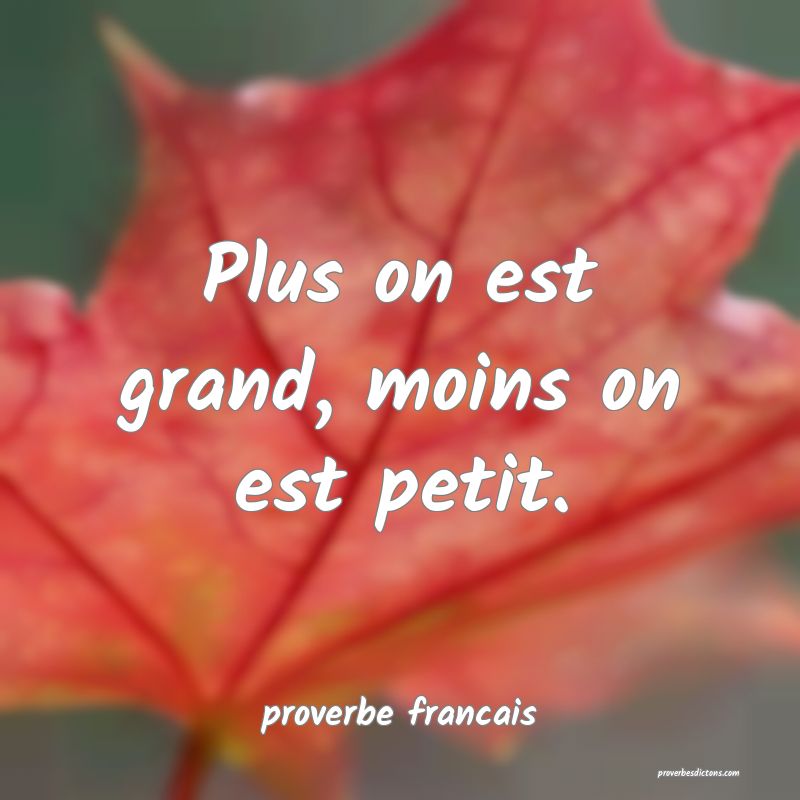  Plus on est grand, moins on est petit.