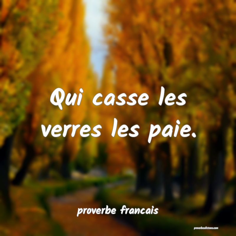  Qui casse les verres les paie.