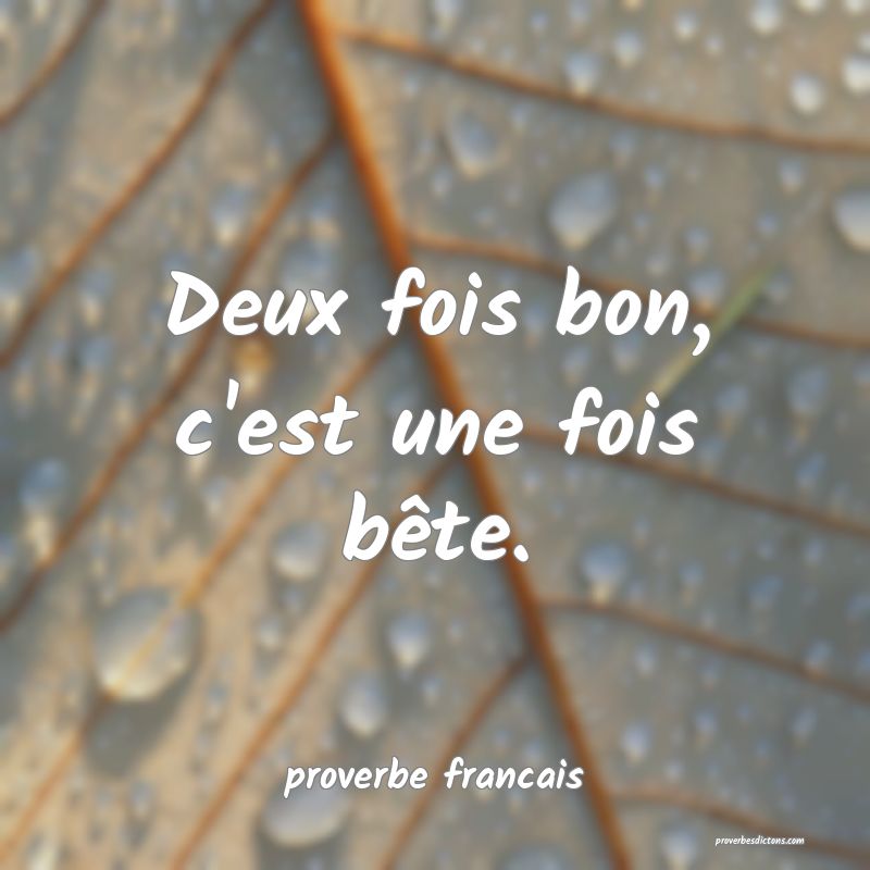  Deux fois bon, c'est une fois bête.