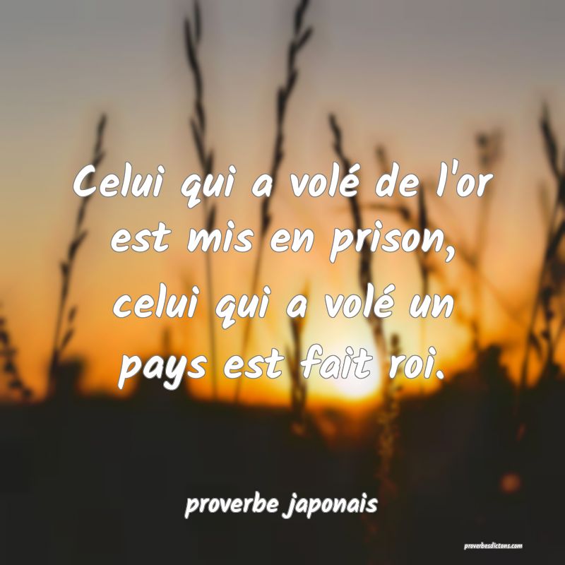  Celui qui a volé de l'or est mis en prison, celui qui a volé un pays est fait roi.
