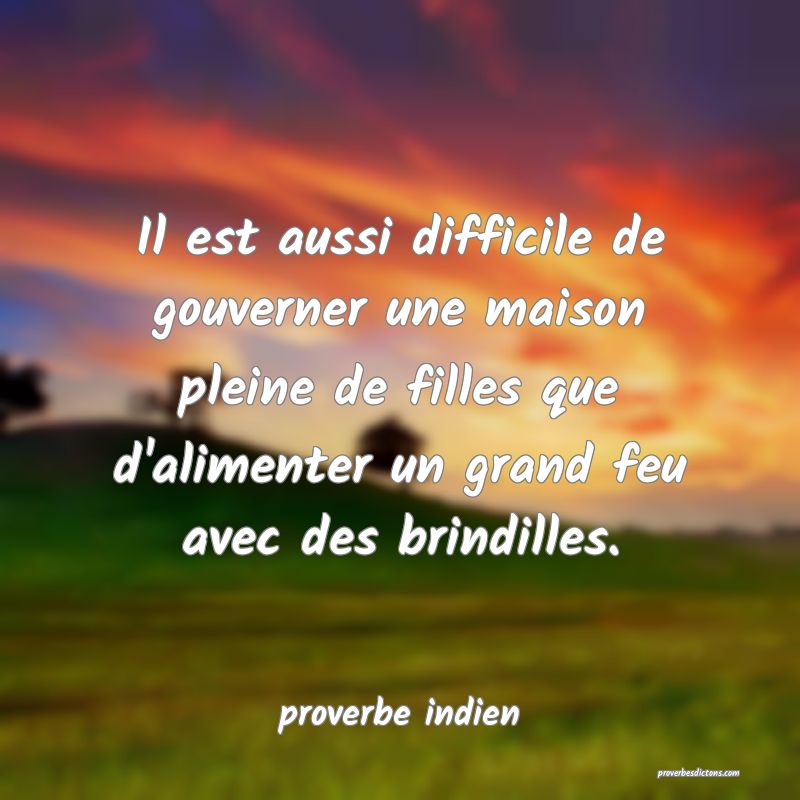  Il est aussi difficile de gouverner une maison pleine de filles que d'alimenter un grand feu avec des brindilles.