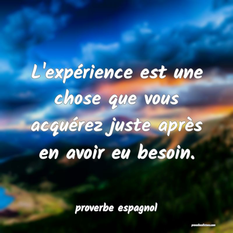  L'expérience est une chose que vous acquérez juste après en avoir eu besoin.