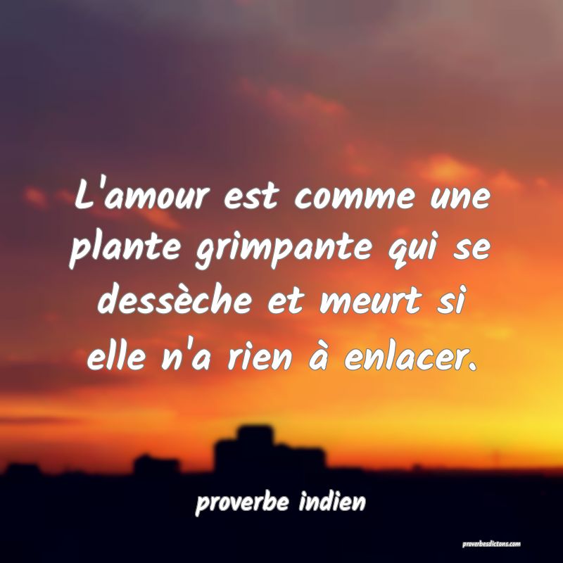  L'amour est comme une plante grimpante qui se dessèche et meurt si elle n'a rien à enlacer.