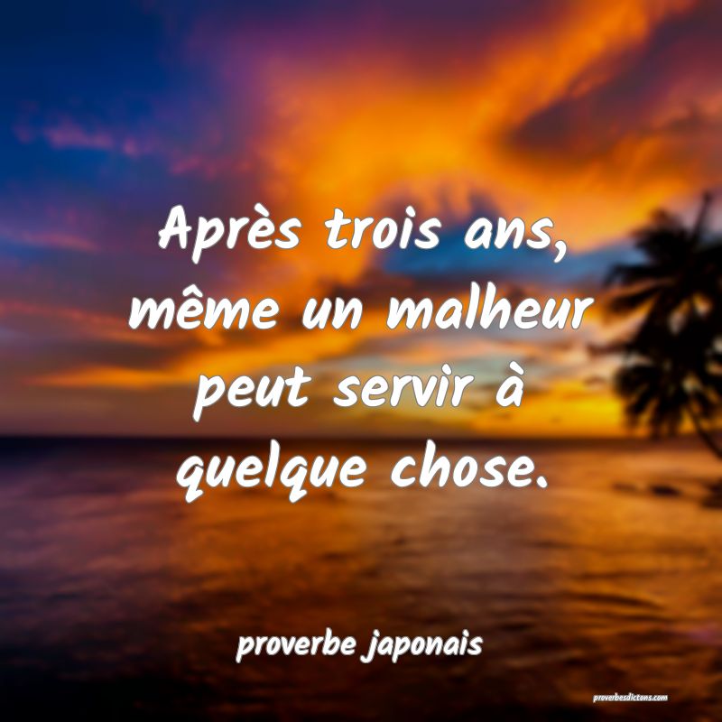  Après trois ans, même un malheur peut servir à quelque chose.
