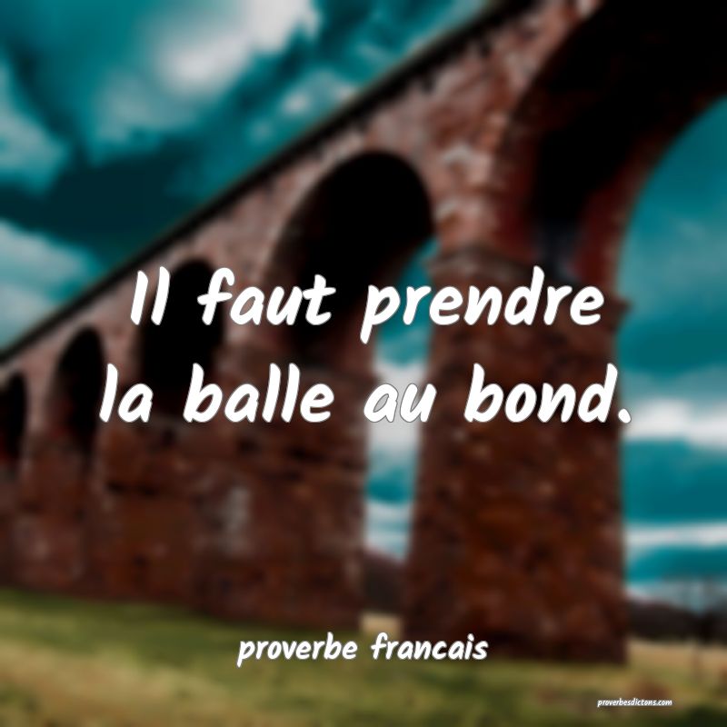  Il faut prendre la balle au bond.