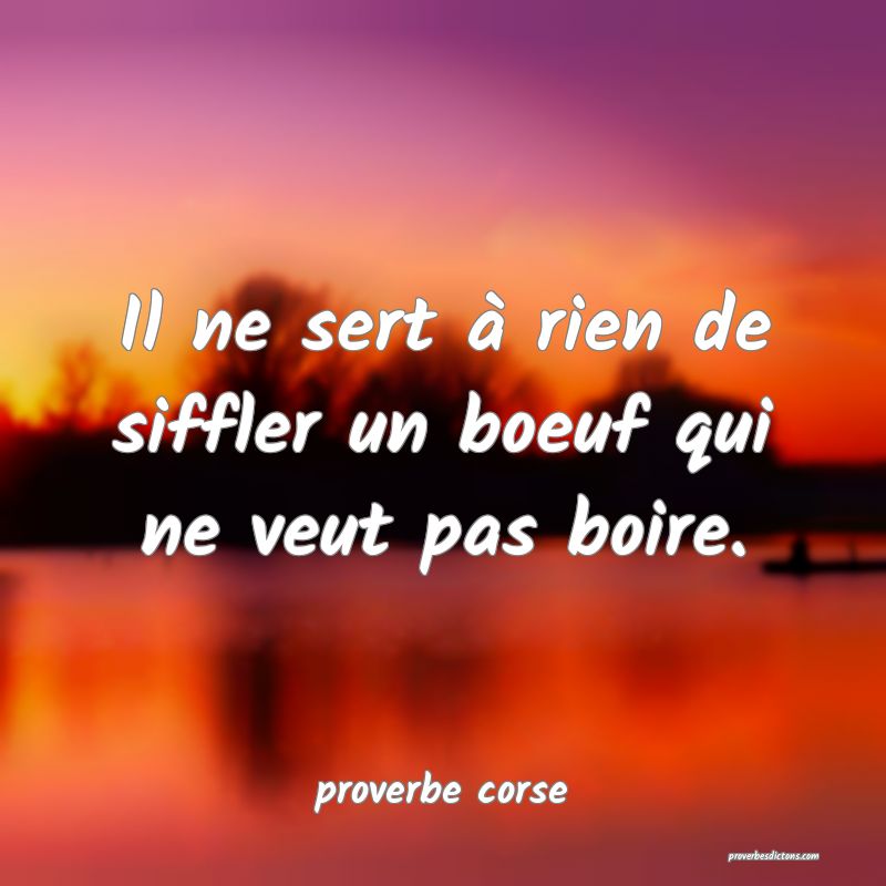  Il ne sert à rien de siffler un boeuf qui ne veut pas boire.
