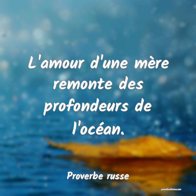  L'amour d'une mère remonte des profondeurs de l'océan.