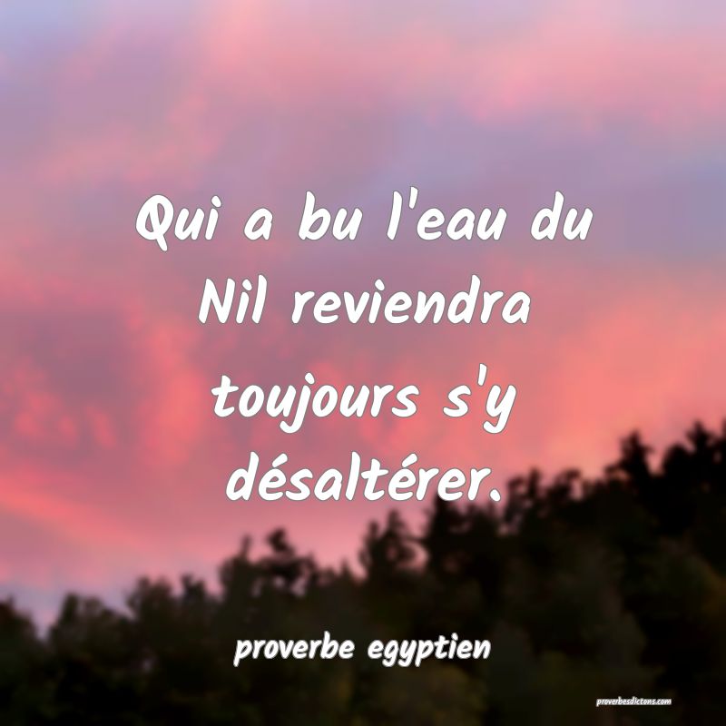 Qui a bu l'eau du Nil reviendra toujours s'y désaltérer.