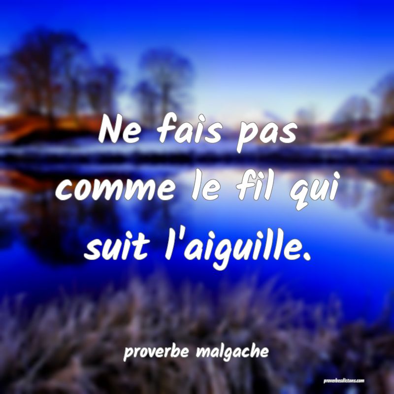  Ne fais pas comme le fil qui suit l'aiguille.