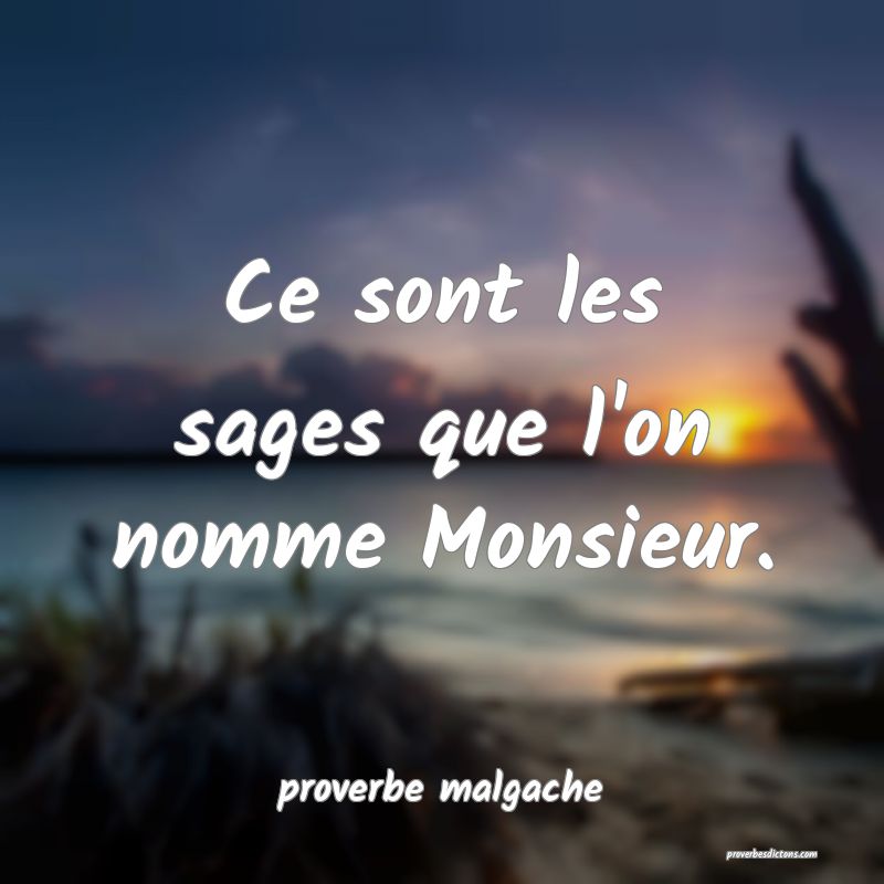  Ce sont les sages que l'on nomme Monsieur.
