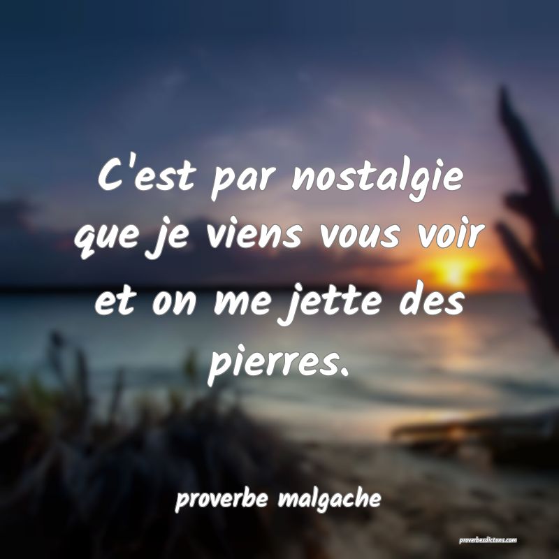  C'est par nostalgie que je viens vous voir et on me jette des pierres.
