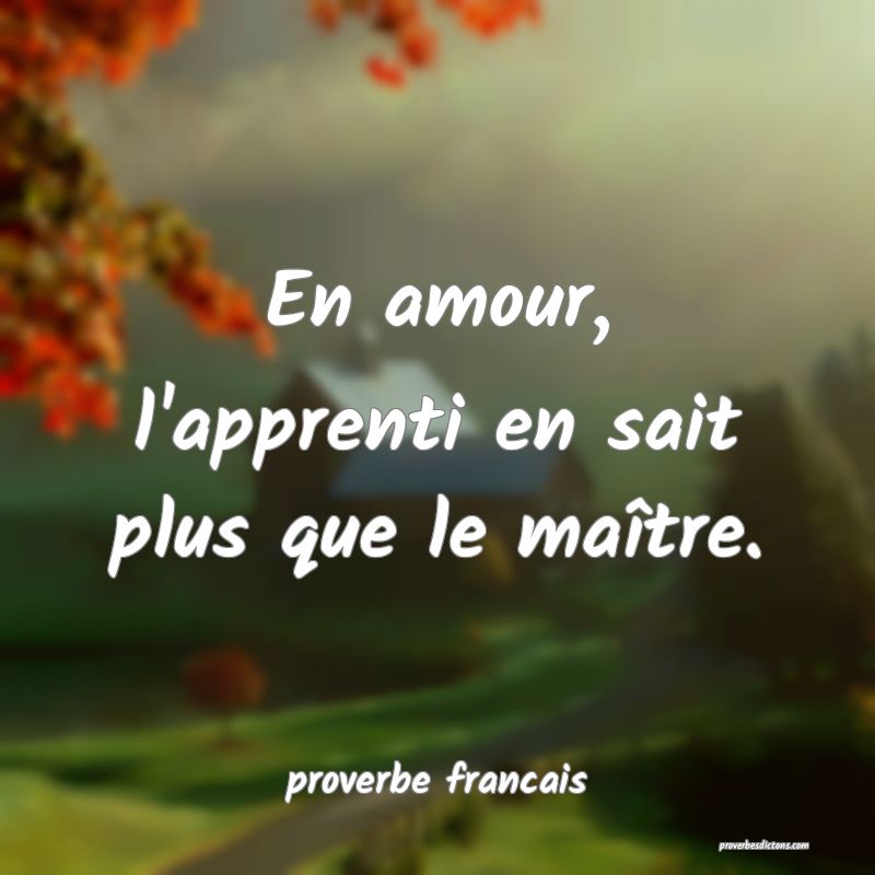  En amour, l'apprenti en sait plus que le maître.