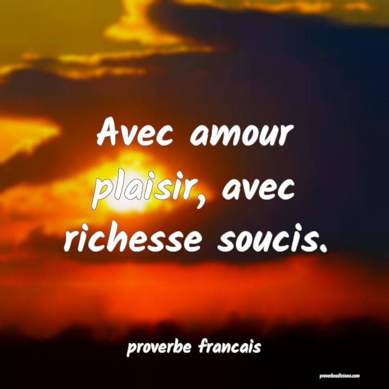  Avec amour plaisir, avec richesse soucis.