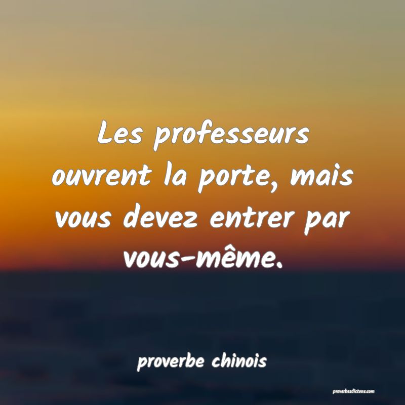  Les professeurs ouvrent la porte, mais vous devez entrer par vous-même.