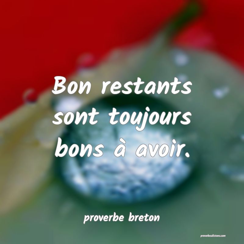  Bon restants sont toujours bons à avoir.