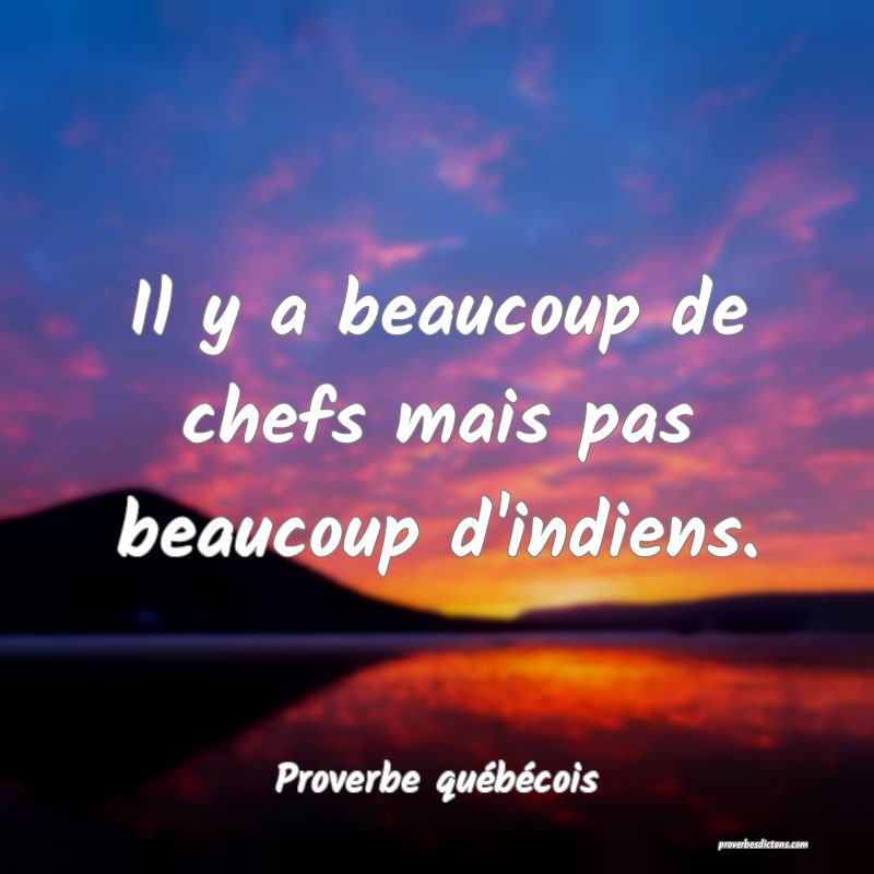  Il y a beaucoup de chefs mais pas beaucoup d'indiens.