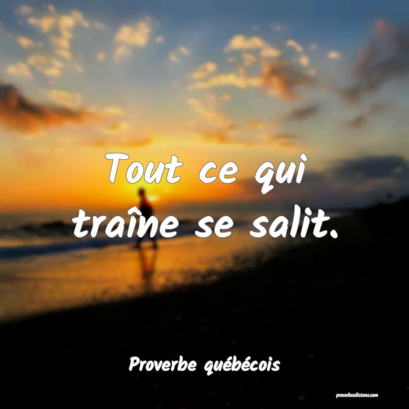  Tout ce qui traîne se salit.