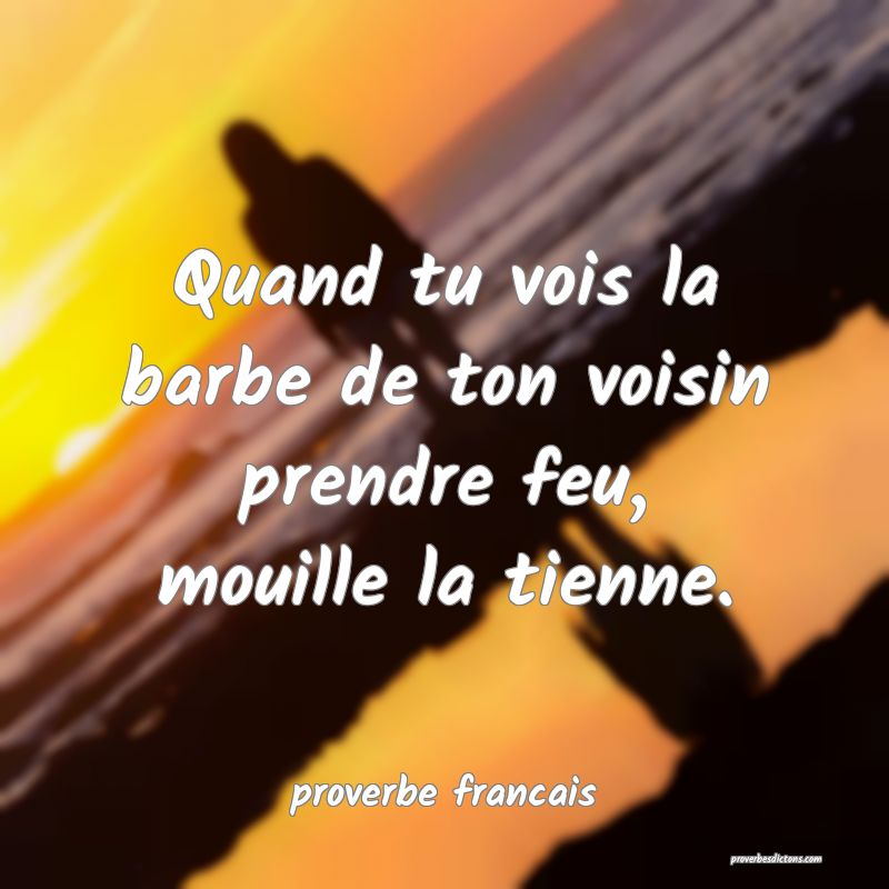  Quand tu vois la barbe de ton voisin prendre feu, mouille la tienne.