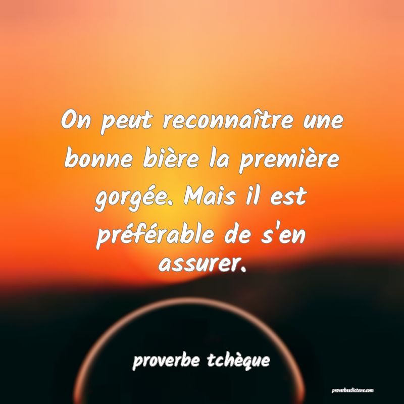 On peut reconnaître une bonne bière la première gorgée. Mais il est préférable de s'en assurer.