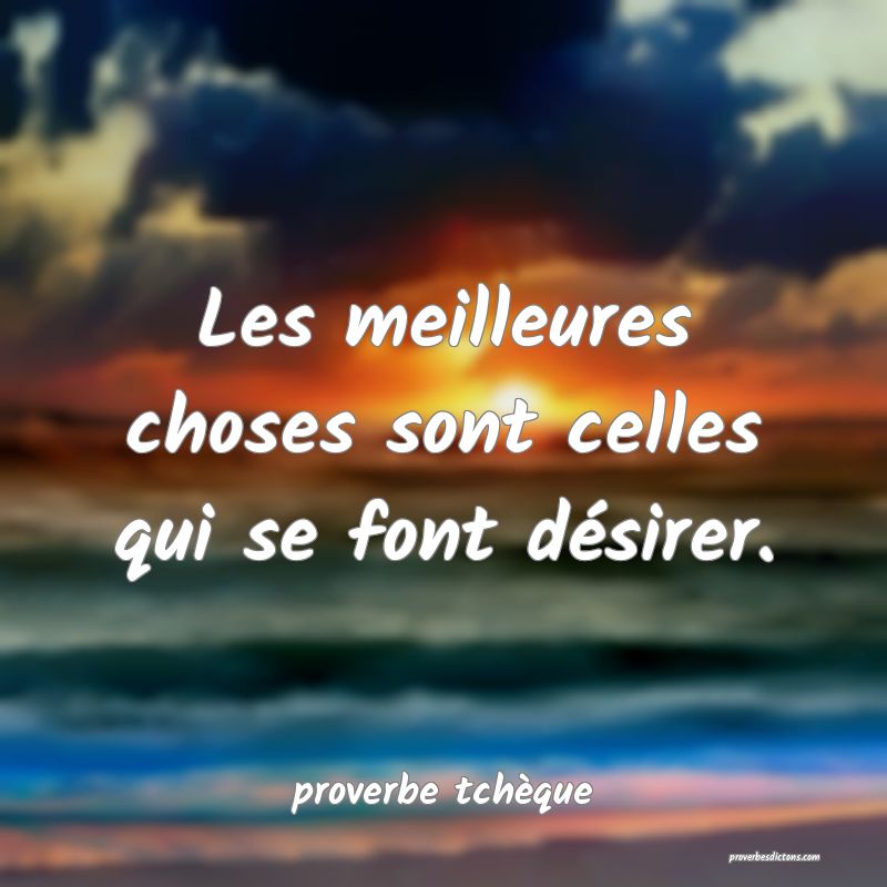  Les meilleures choses sont celles qui se font désirer.
