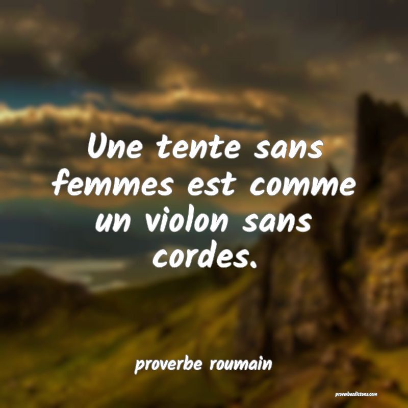  Une tente sans femmes est comme un violon sans cordes.