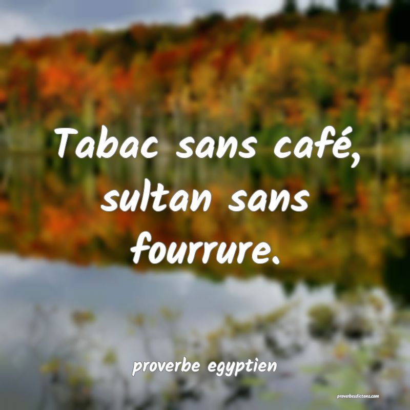  Tabac sans café, sultan sans fourrure.