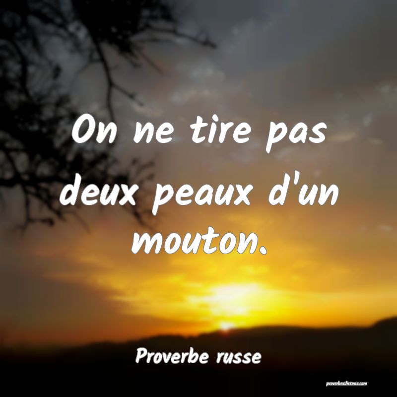  On ne tire pas deux peaux d'un mouton.