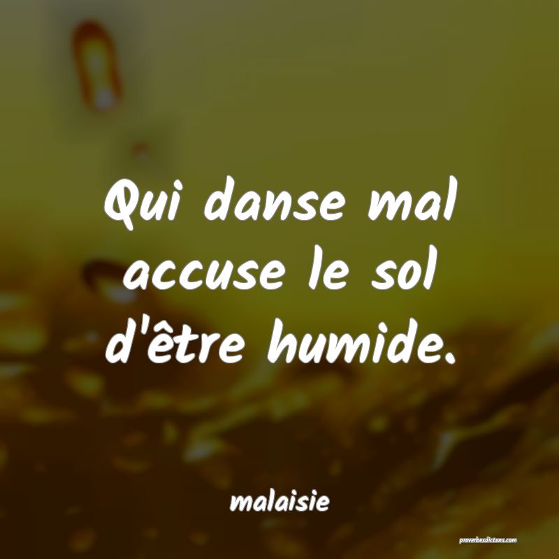  Qui danse mal accuse le sol d'être humide.