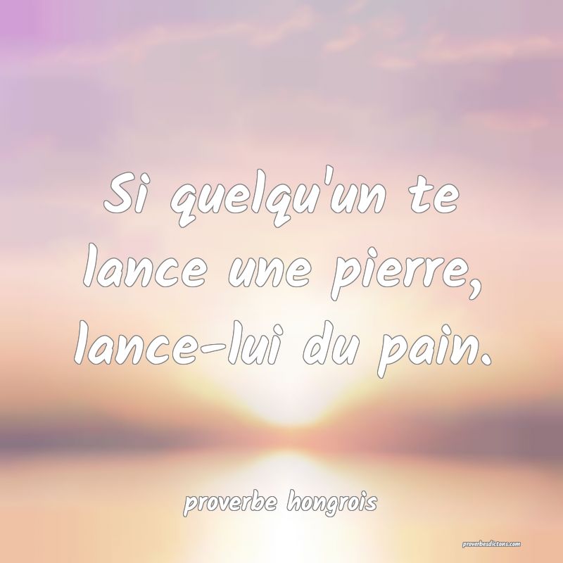  Si quelqu'un te lance une pierre, lance-lui du pain.