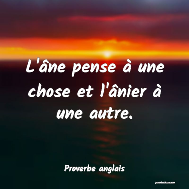  L'âne pense à une chose et l'ânier à une autre.