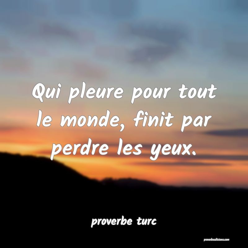  Qui pleure pour tout le monde, finit par perdre les yeux.
