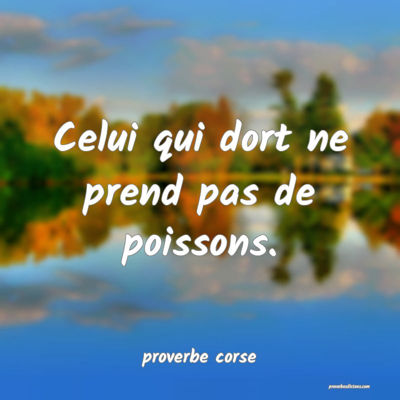  Celui qui dort ne prend pas de poissons.