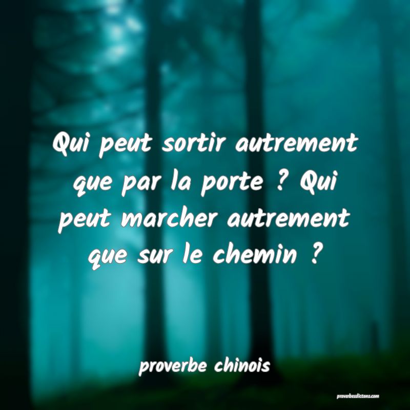  Qui peut sortir autrement que par la porte ? Qui peut marcher autrement que sur le chemin ?