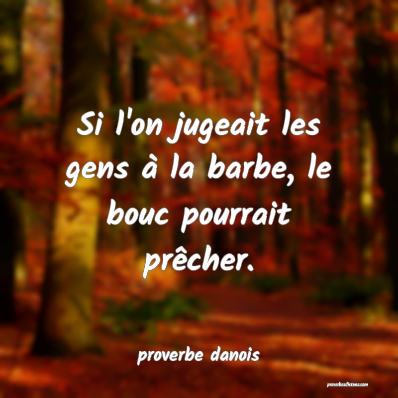  Si l'on jugeait les gens à la barbe, le bouc pourrait prêcher.