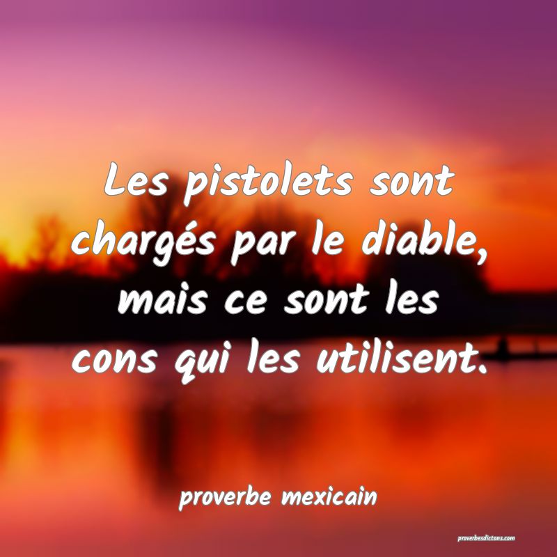  Les pistolets sont chargés par le diable, mais ce sont les cons qui les utilisent.