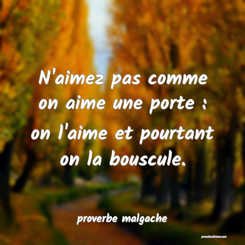  N'aimez pas comme on aime une porte : on l'aime et pourtant on la bouscule.