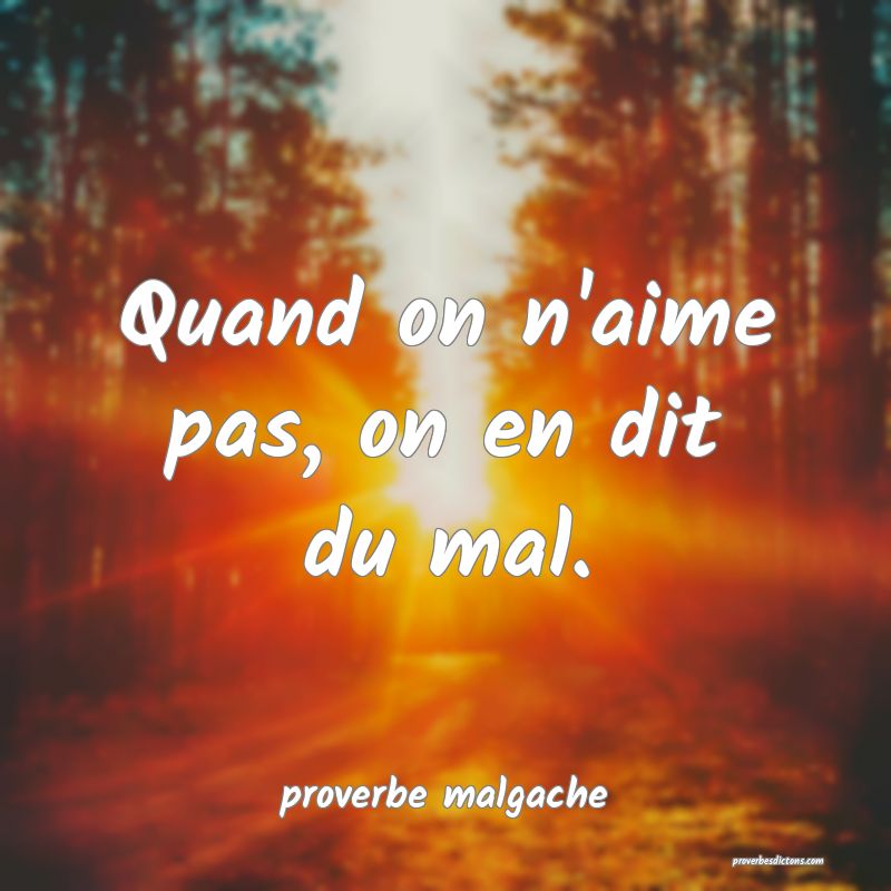  Quand on n'aime pas, on en dit du mal.