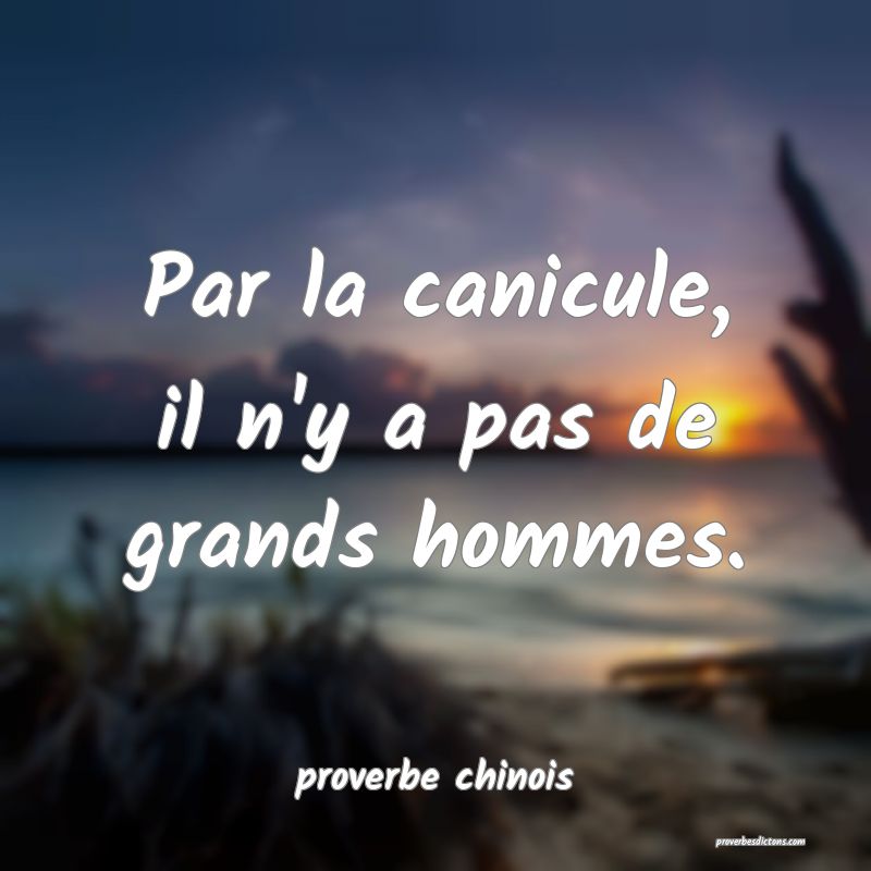  Par la canicule, il n'y a pas de grands hommes.