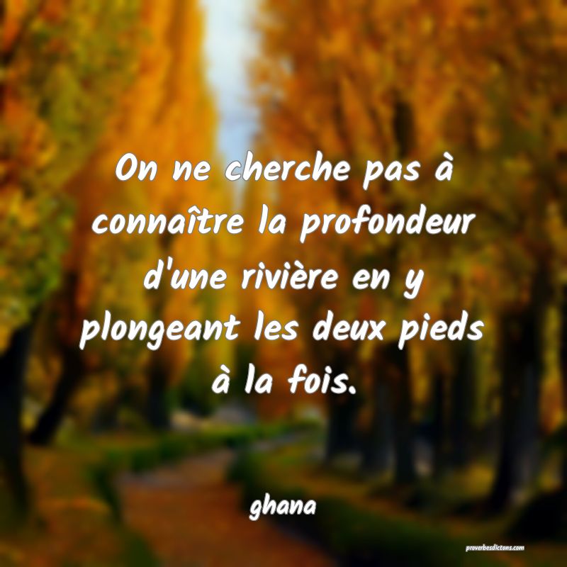  On ne cherche pas à connaître la profondeur d'une rivière en y plongeant les deux pieds à la fois.