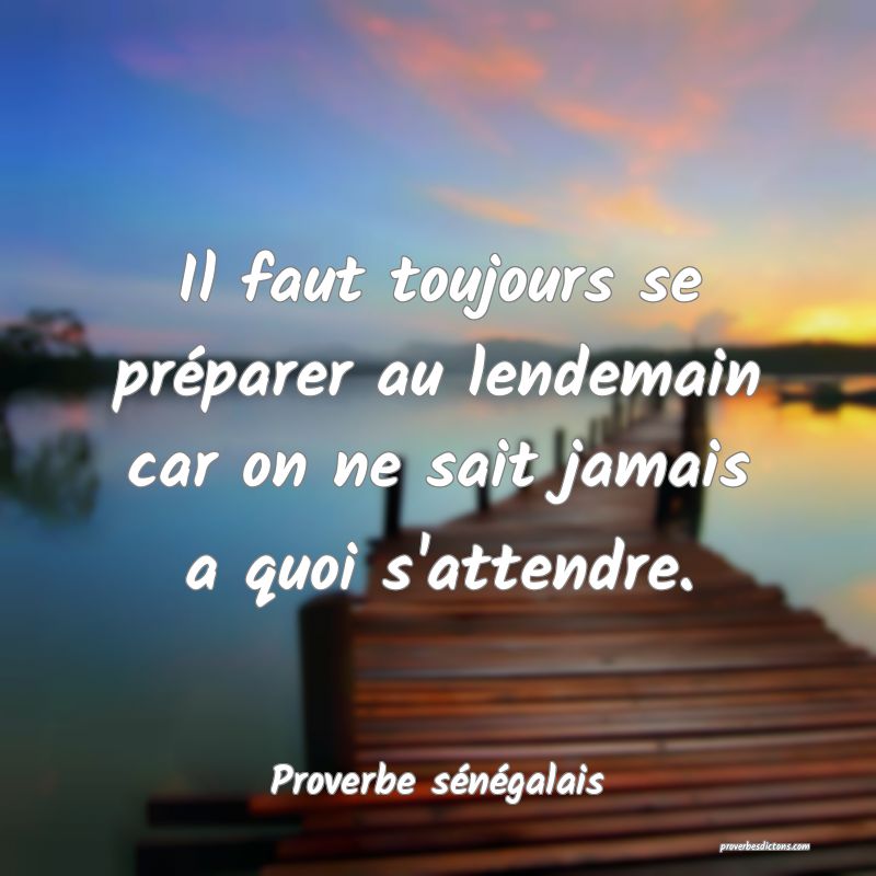  Il faut toujours se préparer au lendemain car on ne sait jamais a quoi s'attendre.