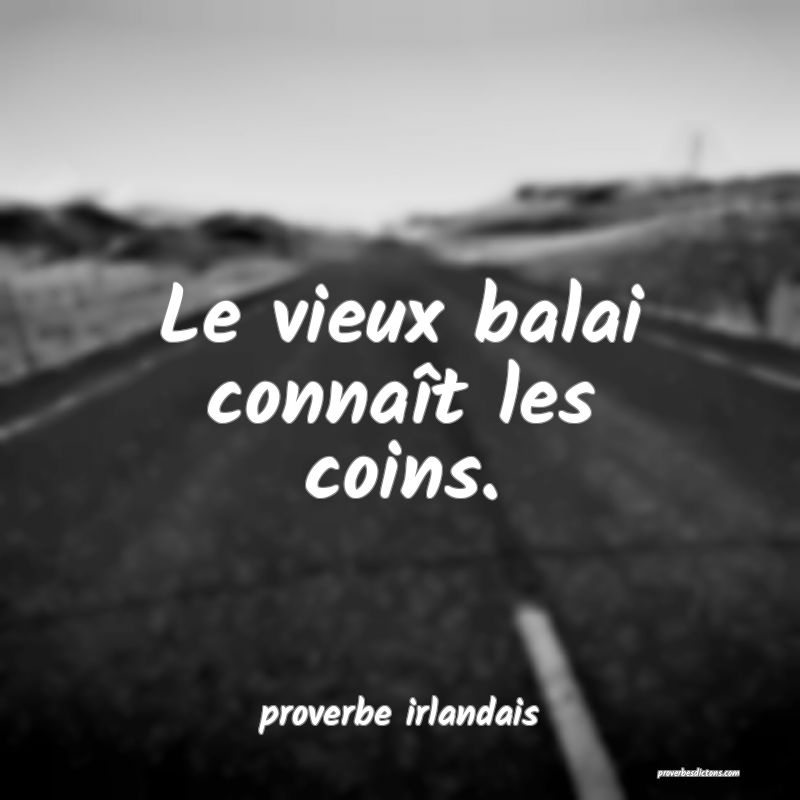  Le vieux balai connaît les coins.