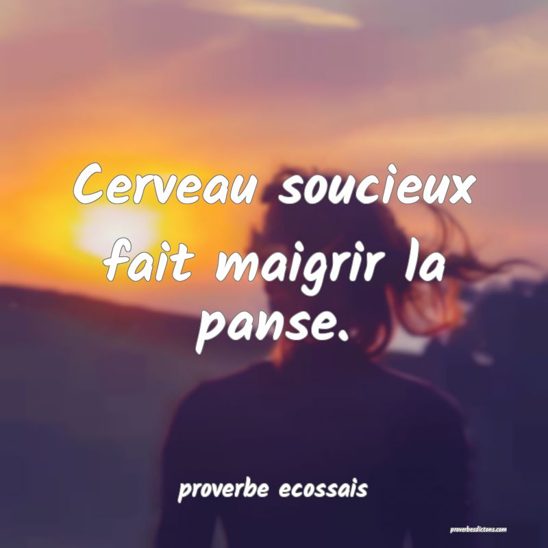  Cerveau soucieux fait maigrir la panse.