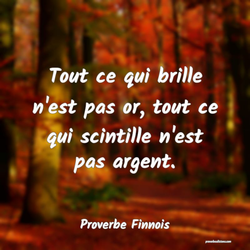  Tout ce qui brille n'est pas or, tout ce qui scintille n'est pas argent.