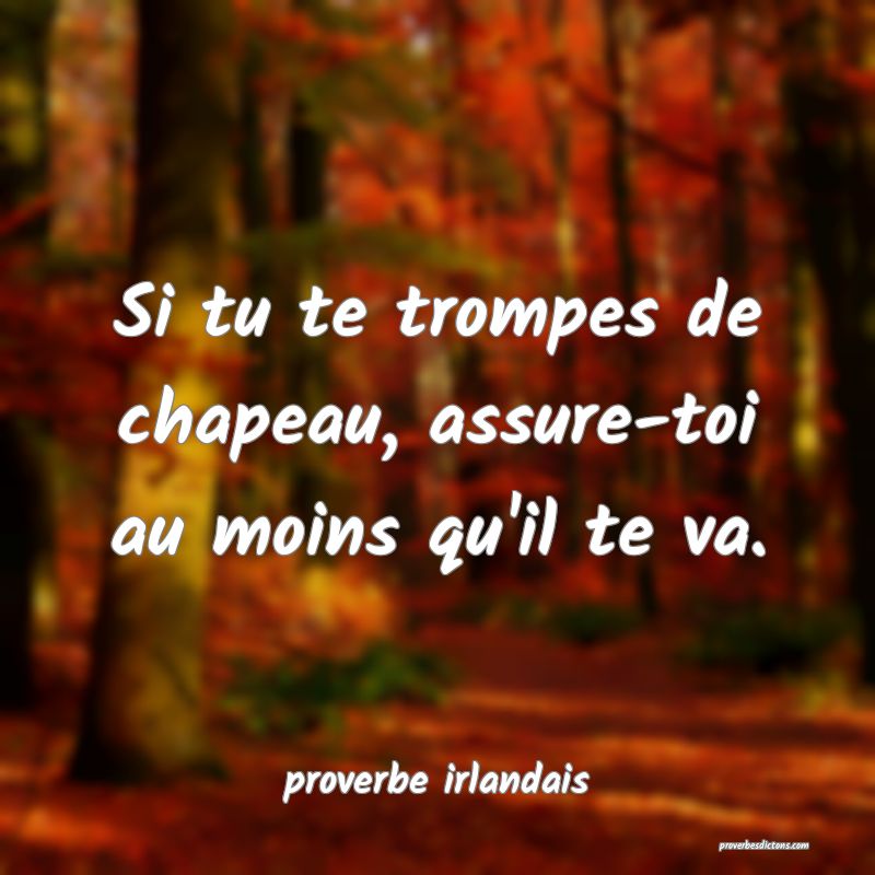  Si tu te trompes de chapeau, assure-toi au moins qu'il te va.