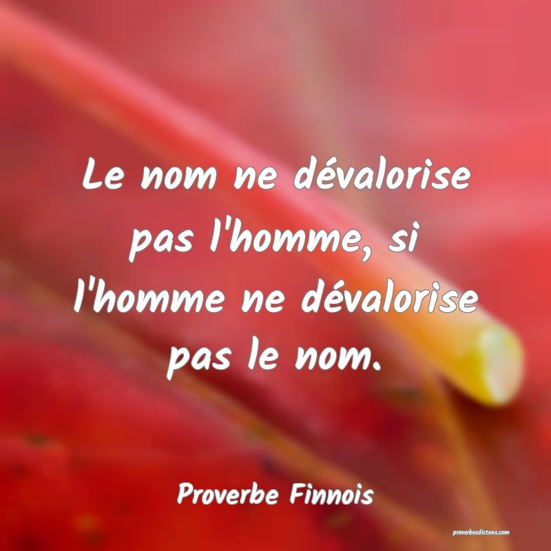 Le nom ne dévalorise pas l'homme, si l'homme ne dévalorise pas le nom.