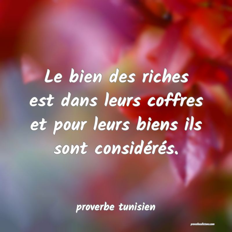  Le bien des riches est dans leurs coffres et pour leurs biens ils sont considérés.