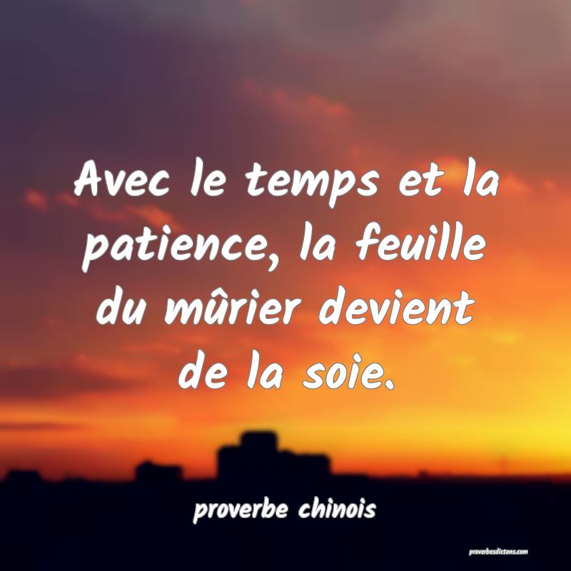  Avec le temps et la patience, la feuille du mûrier devient de la soie.