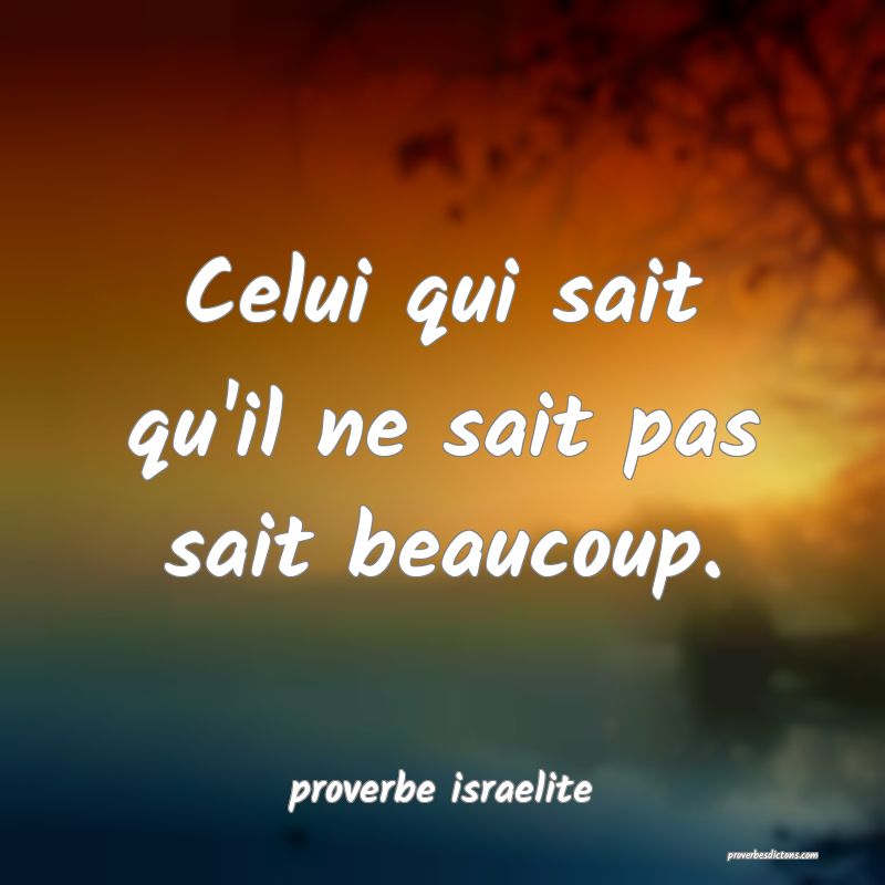  Celui qui sait qu'il ne sait pas sait beaucoup.
