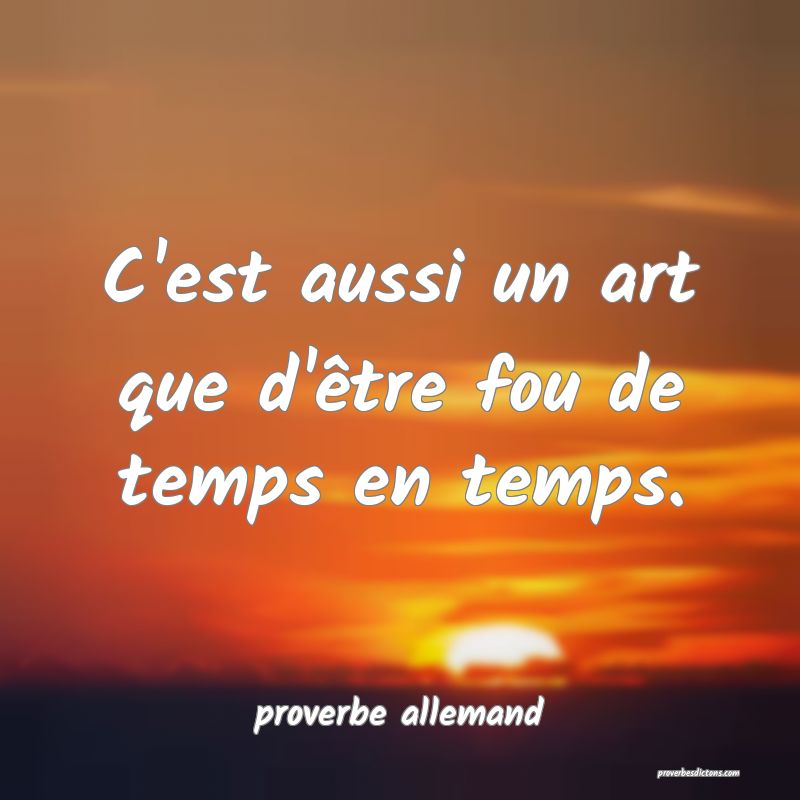  C'est aussi un art que d'être fou de temps en temps.